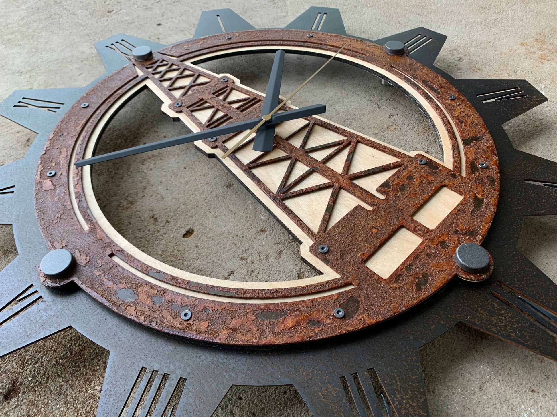 OIL RIG CLOCK – Flatland Metalworks