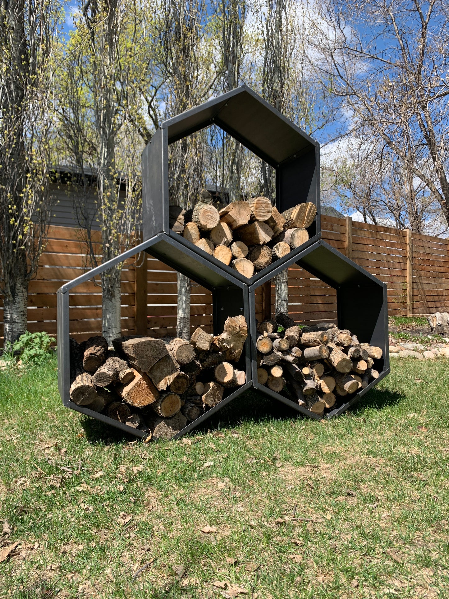 WOOD STORAGE RACK: STACKABLE DESIGN (ASSEMBLY REQUIRED)